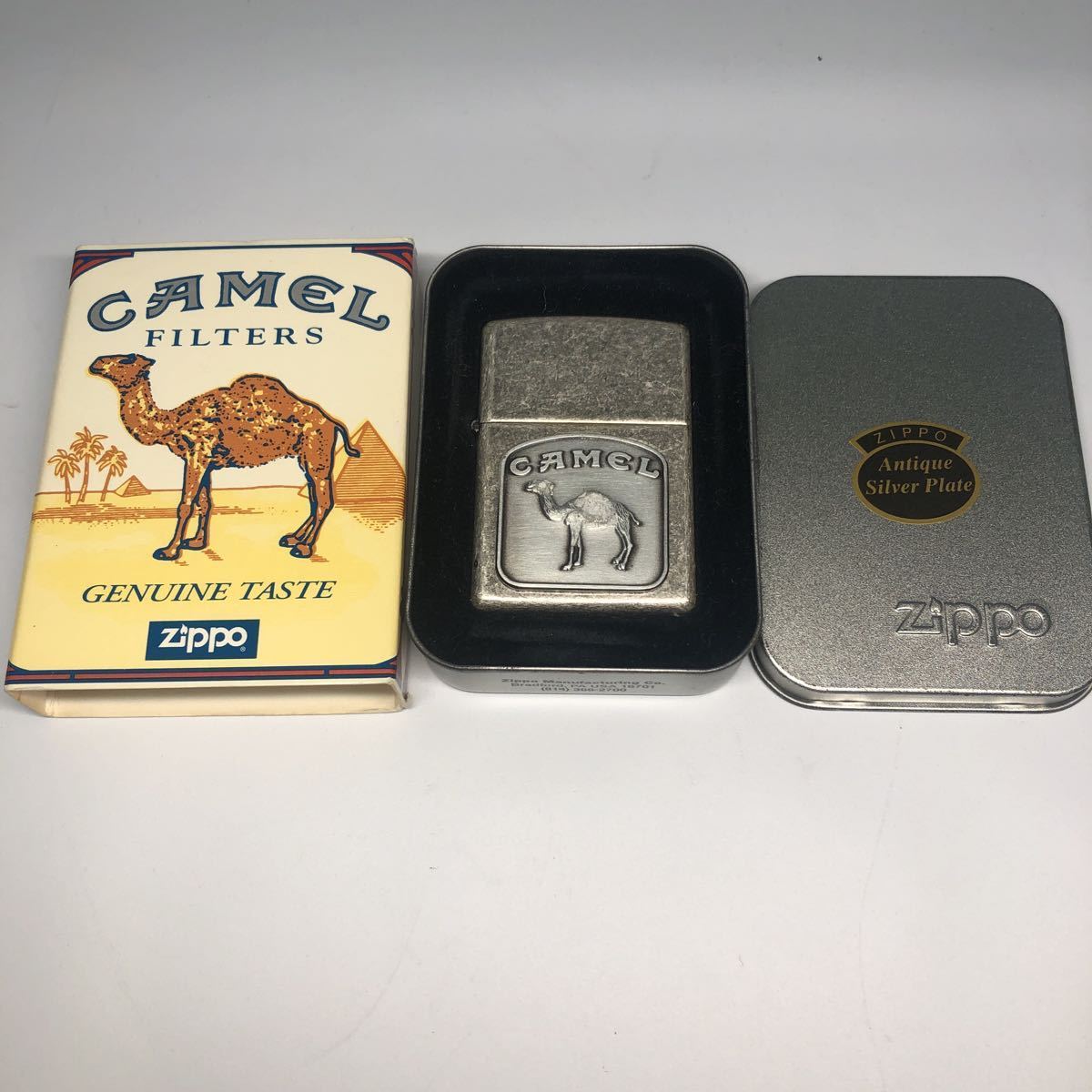 【1円スタート】ZIPPO 未使用 ジッポー CAMEL キャメル　　エンブレム ミッドナイトクロム オイルライター 箱付き【IK-00530】_画像1