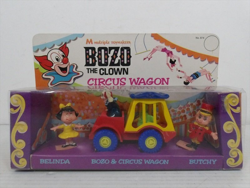 [珍品]BOZO THE CLOWN CIRCUS WAGON フィギュアセット 1970年代 当時物 ボゾ マクドナルド 箱付 雑貨[未使用品]