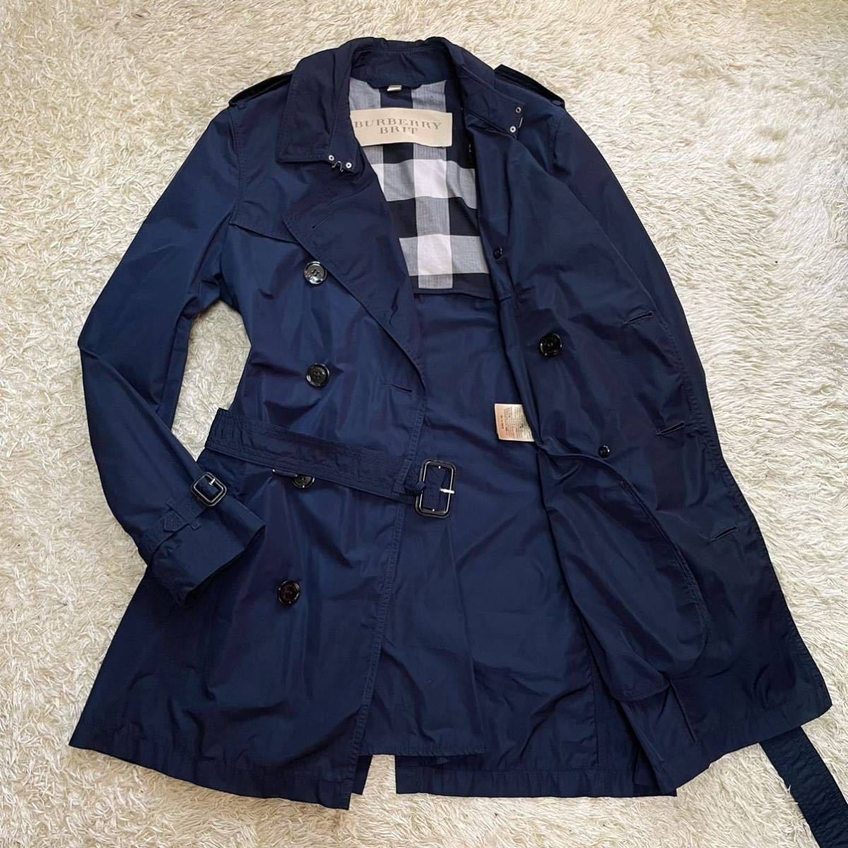 人気ブランド BURBERRY ブリット 極美品】バーバリー 【現行 BRIT ネイビー ロングコート ベルト付 ノバチェック メガチェック XLサイズ トレンチコート XLサイズ以上 人気ブランド BURBERRY ブリット 極美品】バーバリー 【現行 BRIT ネイビー ロングコート ベルト付 ノバチェック メガチェック XLサイズ トレンチコート XLサイズ以上