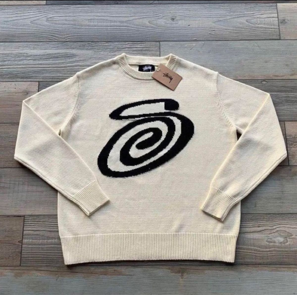 STUSSY CURLY SWEATER 白ニット セーター ユニセックス XL｜Yahoo