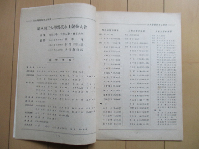 第8回 明.立.日　三大学対抗水上競技大会　昭和16年6月15日　明治神宮外苑プール　プログラム　※書き込み　/戦前/水泳/明治/立教/日大_画像4