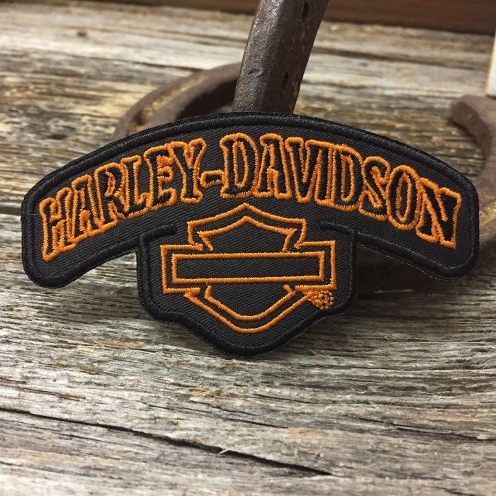 送料無料 ハーレー ロゴ 刺繍 ワッペン ◆ 旧ロゴ風 Harley Davidson アイロン接着可能 CA-WP015_画像1