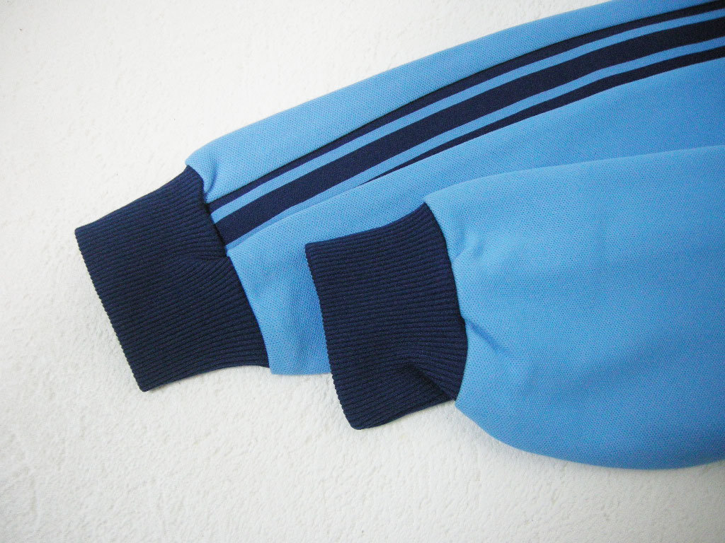 # Vintage adidas [ Adidas ] поясница нашивка 70\'s 80\'s запад Германия Descente производства бледно-голубой × темно-синий джерси 3 спортивная куртка #