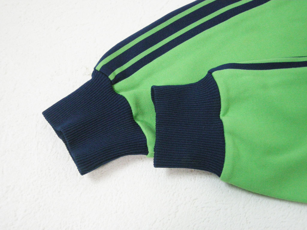 # Vintage adidas [ Adidas ] поясница нашивка 70\'s 80\'s запад Германия Descente производства желтый зеленый × темно-синий джерси 3 спортивная куртка #