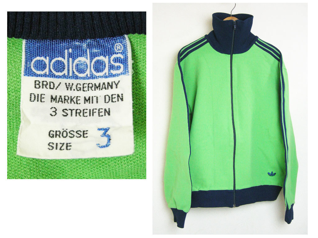 # Vintage adidas [ Adidas ] поясница нашивка 70\'s 80\'s запад Германия Descente производства желтый зеленый × темно-синий джерси 3 спортивная куртка #