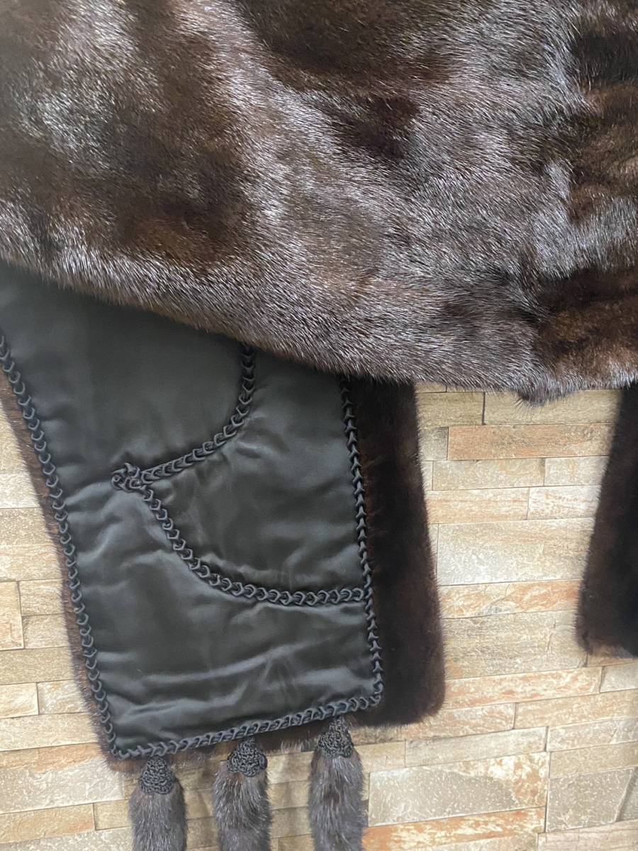 US23【1円～】未使用 最高級ミンクショール THE AMERICAN FUR AWARDS ブラウン mink 毛皮 サイズF アメリカンファーアワード_画像7