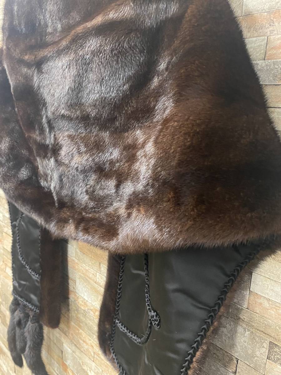 US23【1円～】未使用 最高級ミンクショール THE AMERICAN FUR AWARDS ブラウン mink 毛皮 サイズF アメリカンファーアワード_画像4