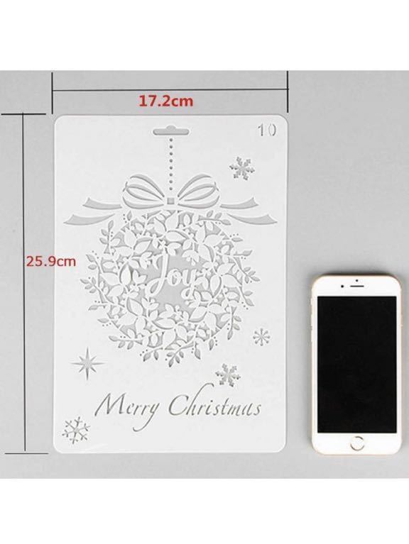 7 : ステンレスシート 再利用可能 クリスマス ウィンドウデコ スノースプレー 型紙 カフェラテ アート 飾り デコレーション プレゼント_画像4