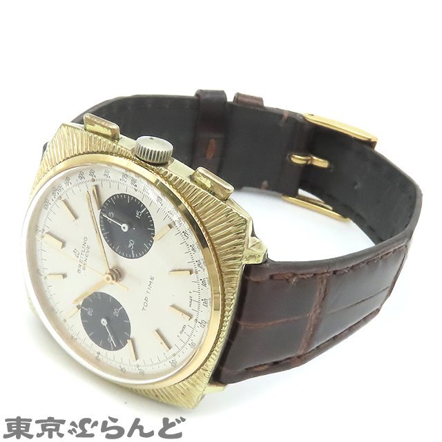 101685325 ブライトリング BREITLING トップタイム Ref.2009 cal.7730 SS レザー バルジュー7730 パンダ クロノグラフ 腕時計 メンズ 手巻_画像2