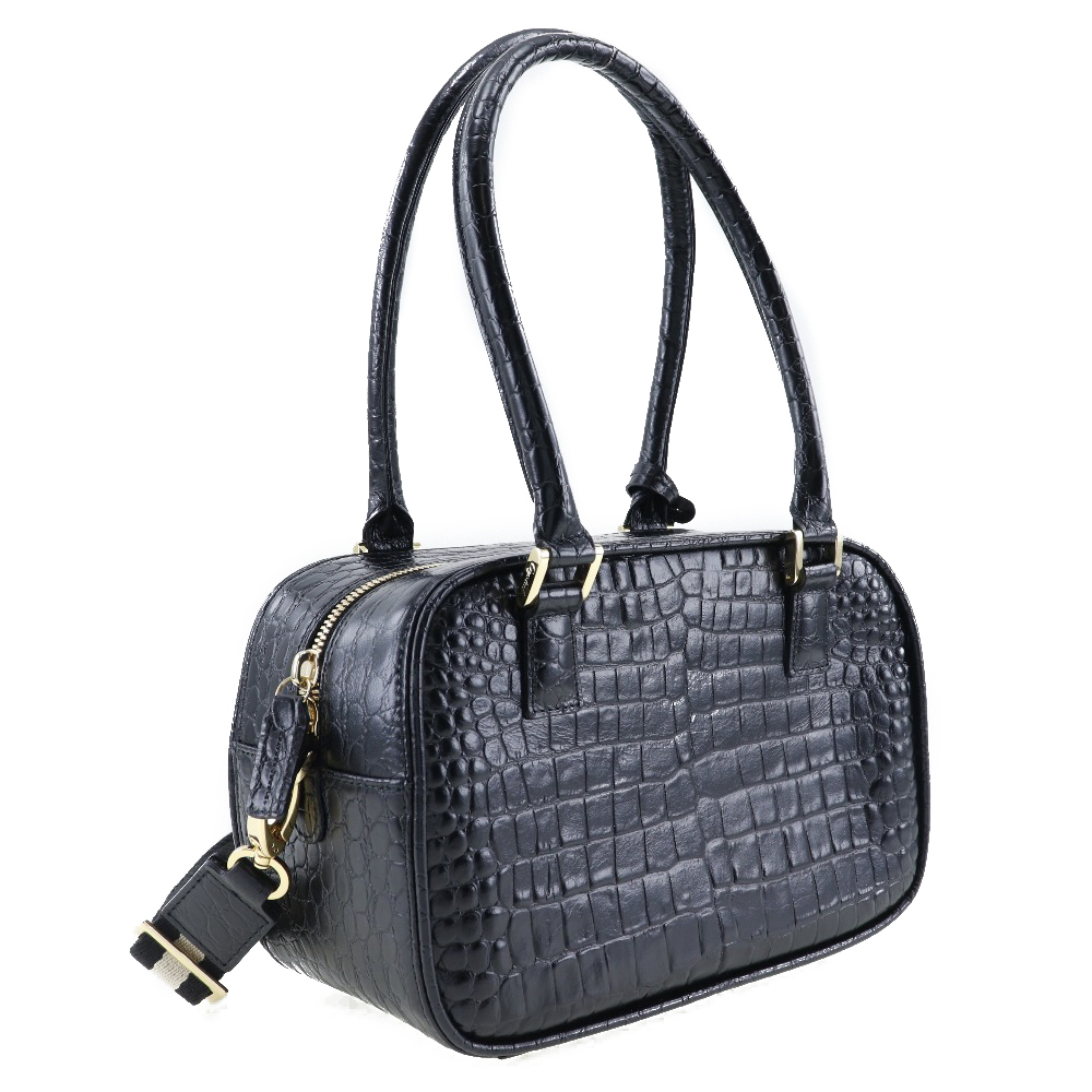 LEATHER JEWELS レザージュエルズ ハンドバッグ クロコダイル 黒 LEATHER JEWELS レザージュエルズ ハンドバッグ クロコダイル 黒