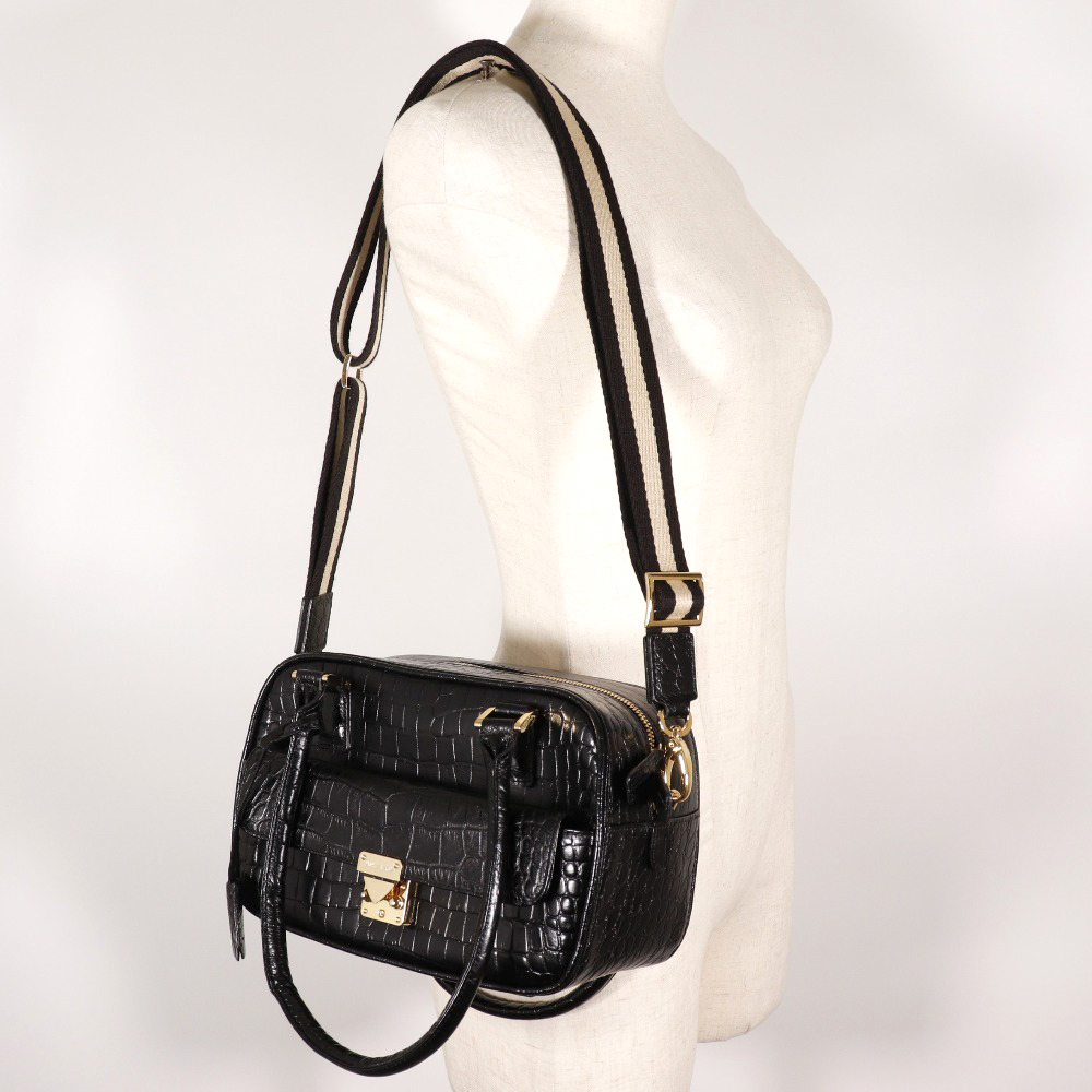 LEATHER JEWELS レザージュエルズ ハンドバッグ クロコダイル 黒 LEATHER JEWELS レザージュエルズ ハンドバッグ クロコダイル 黒