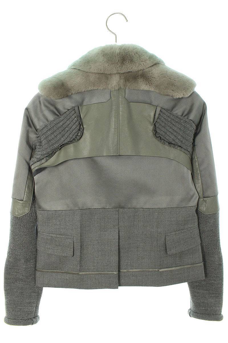 アンダーカバー UNDERCOVER 09AW D1202 サイズ:1 生地切替ニットレザージャケット 中古 BS99_画像2