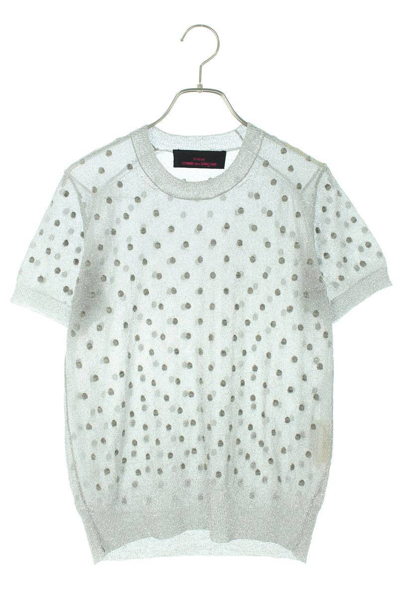 トリココムデギャルソン tricot COMME des GARCONS TO-N209 ドット柄メッシュTシャツ 中古 BS99_画像1