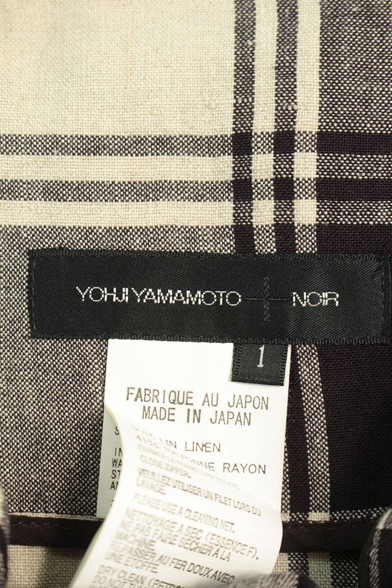 ヨウジヤマモトノアール Yamamoto + Noir NR-S09-372 サイズ:1 チェック柄リネン×レーヨンスカート 中古 BS99_画像3