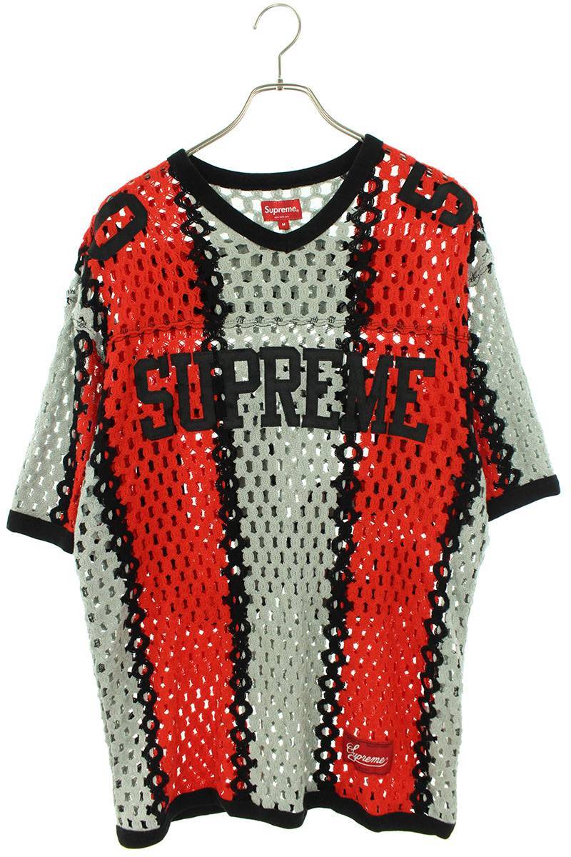 シュプリーム SUPREME 23SS Crochet Football Jersey サイズ:M クロシェフットボールTシャツ 中古 OM10
