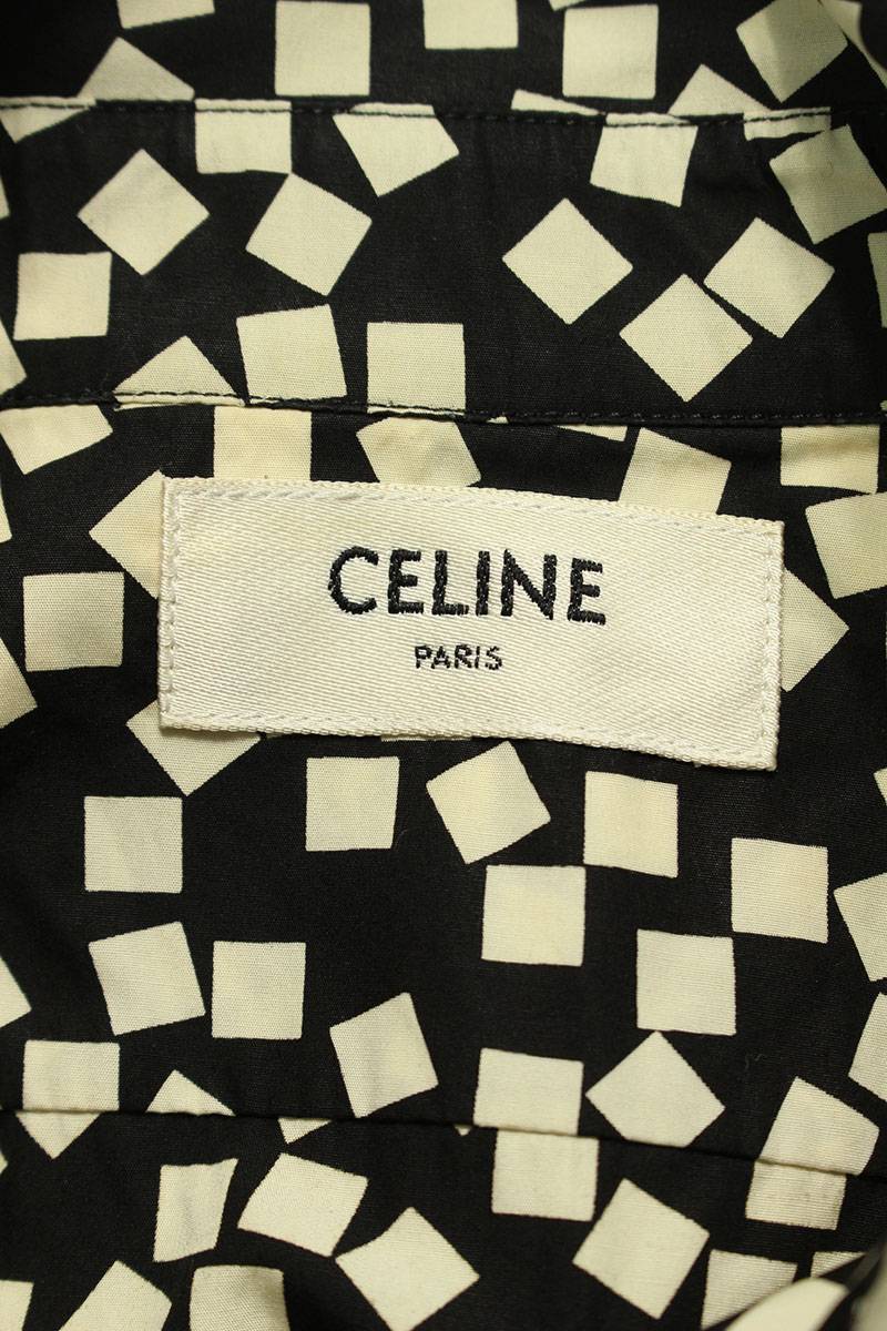 セリーヌバイエディスリマン CELINE by Hedi Slimane 2C069225D サイズ:37 スクエア総柄プリント長袖シャツ 中古 SB01_画像3