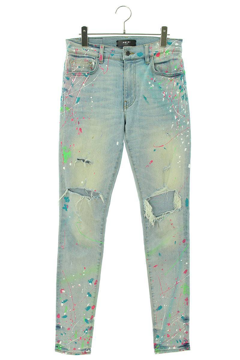 アミリ AMIRI サイズ:30インチ ペンキクラッシュ加工デニムパンツ OM10-