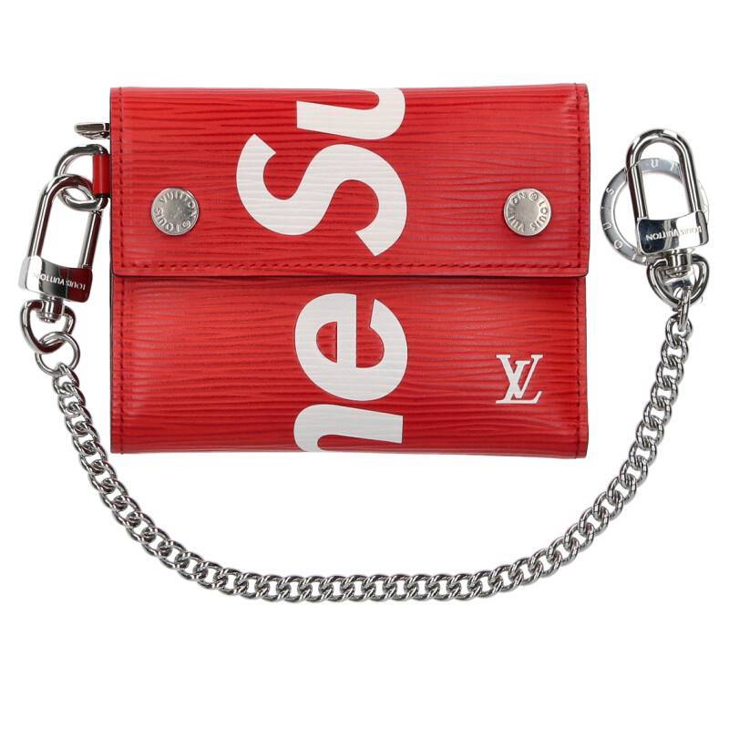 シュプリーム ルイヴィトン SUPREME LOUISVUITTON 17AW LV Chain Wallet ロゴエピレザーチェーンウォレット財布 中古 SB01