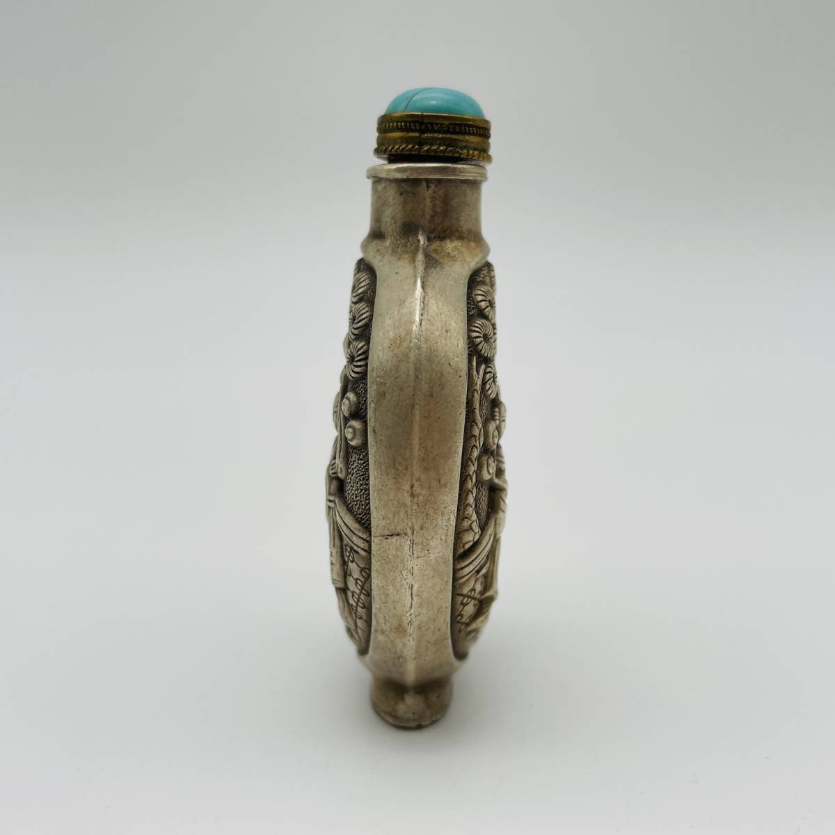 鼻煙壷 銀製 トルコ石 チベット 中国美術 中国古玩_画像5