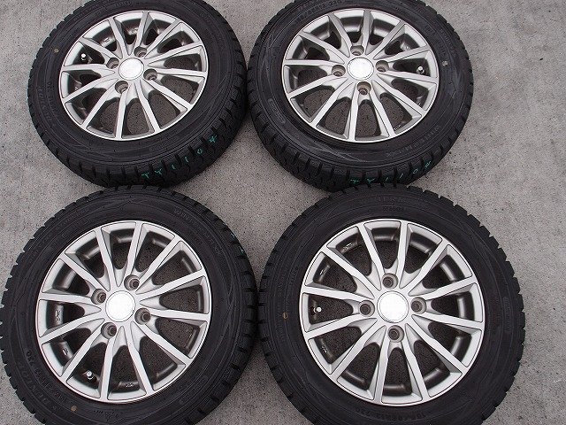 ☆ 軽カー向け 社外 155 65R 13 アルミ＆スタッドレス 4本組 4穴 ダンロップ DIGI-TYRE バリ山 TY1104_画像1