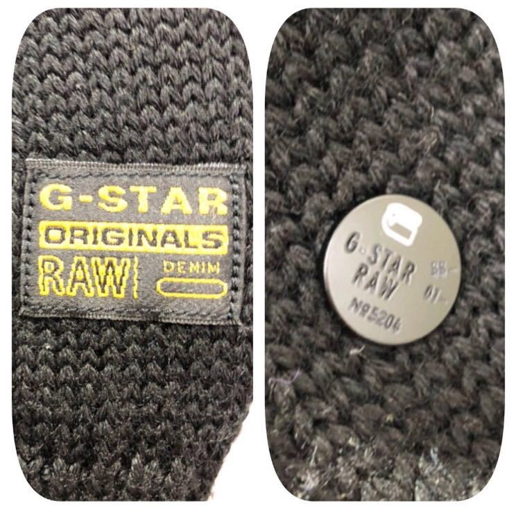 4379《G-STAR RAW ジースター ロウ》ロゴ刺繍 Vネック ニット セーター ブラック S_画像6