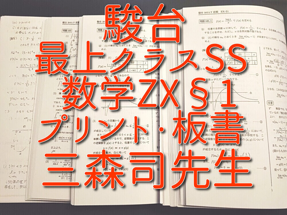 駿台　三森司先生　数学ZX§1　プリント・板書　最上位クラス　駿台　鉄緑会　Z会　東進 　SEG