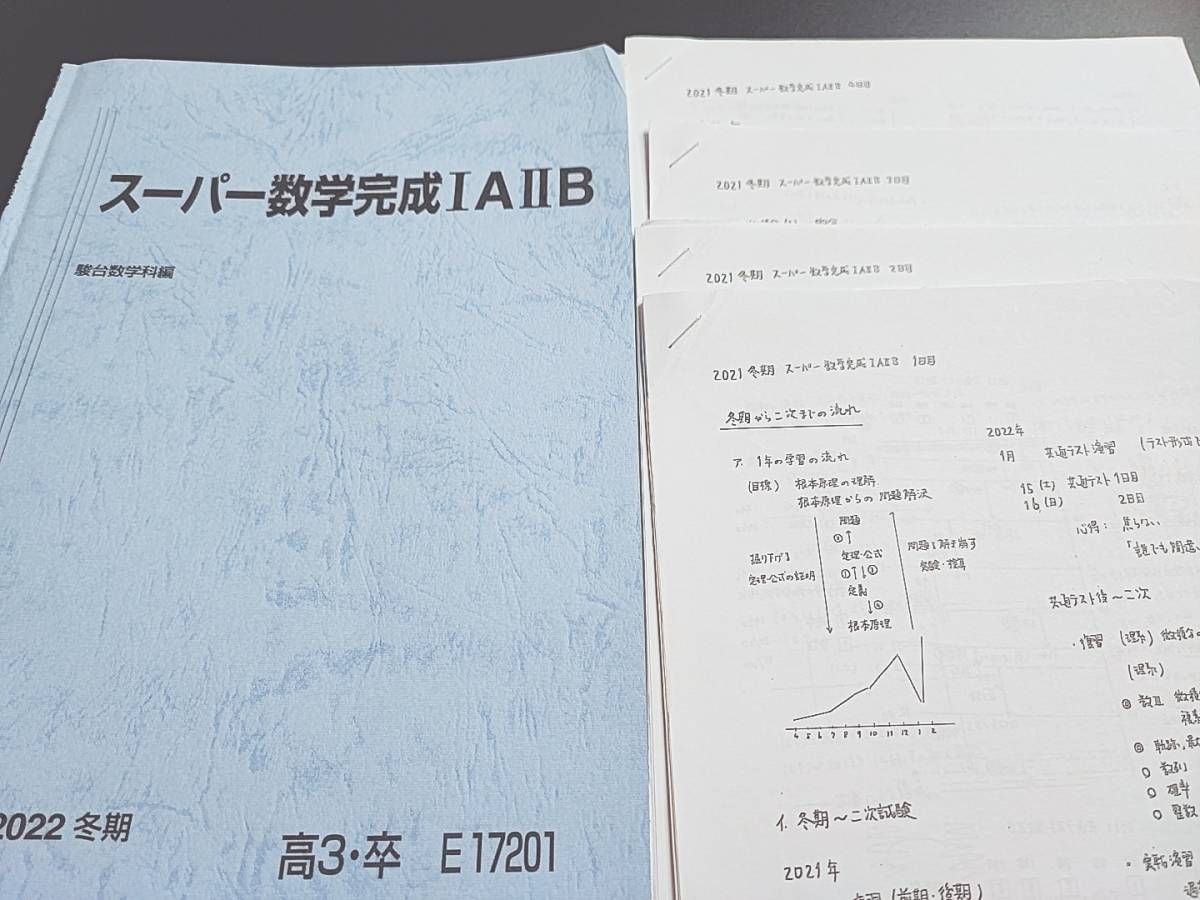 駿台　21年冬期　締切講座　スーパー数学完成ⅠAⅡB　テキスト・板書プリント　フルセット　東大　京大　河合塾　駿台　鉄緑会　Z会　東進_画像1