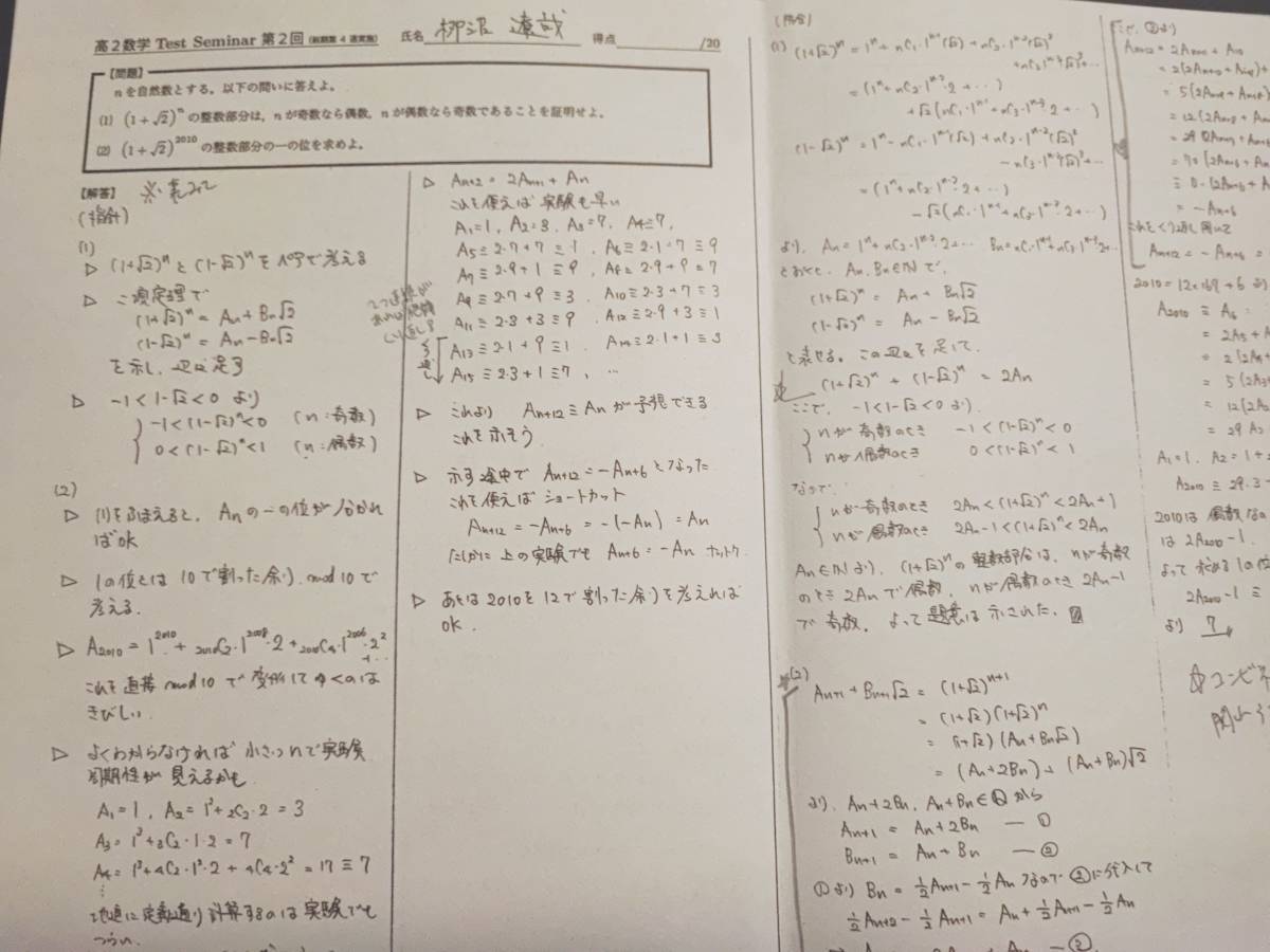 鉄緑会　栁沼先生　高2数学Testseminar　フルセット　上位クラス　河合塾　駿台　Z会　東進 　SEG _画像6