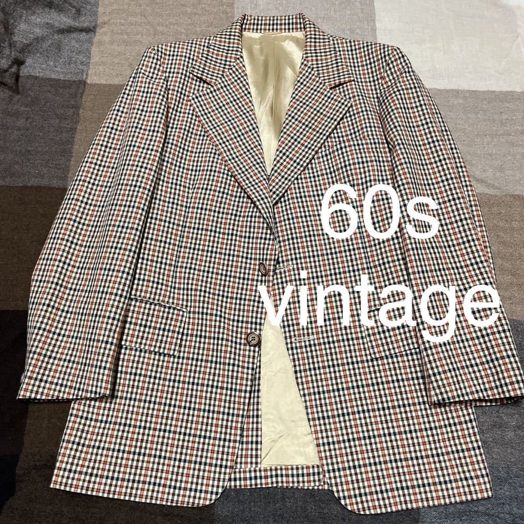 60s vintage jacket USA製 ビンテージ チェック柄 テーラード ジャケット アイビー アメリカ製