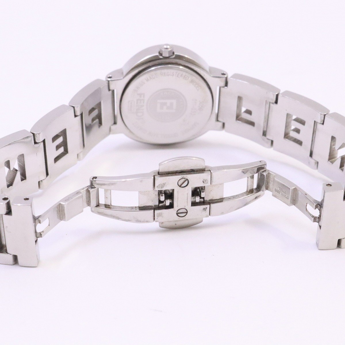  Fendi 3050L blur Swatch quartz lady's wristwatch blue face original SS belt [... pawnshop ]