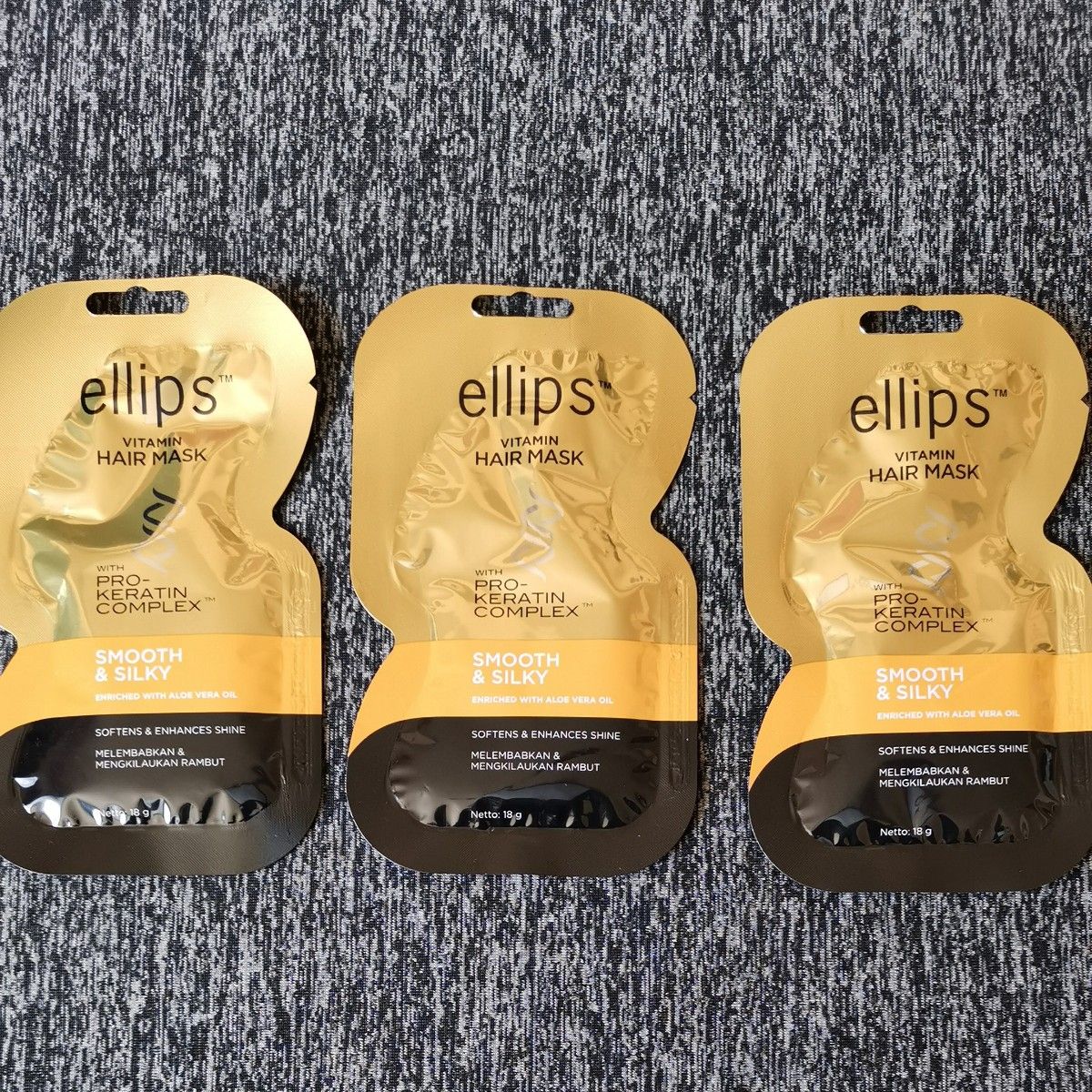 3枚セット●ellips●ヘアマスク●18g●ゴールド