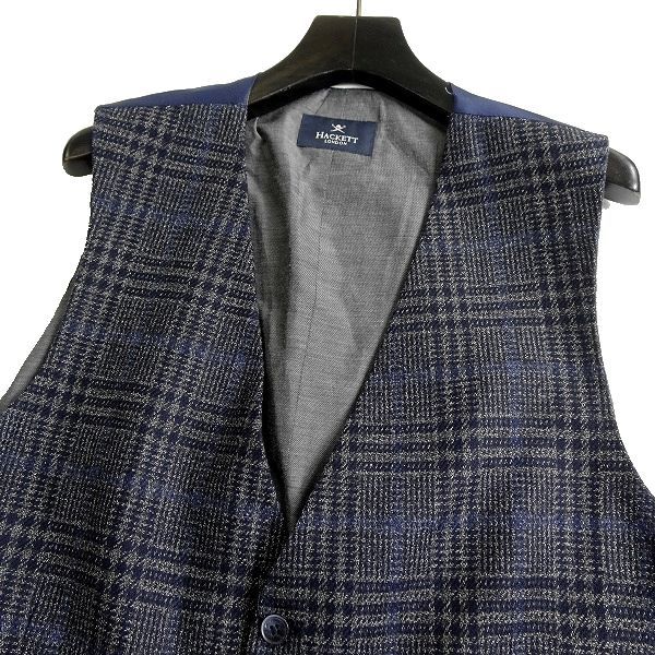 HACKETT LONDON ハケット 定価3.8万 最旬秋物 大きいサイズ ウール シングルベスト ウエストコート ジレ HM450439 9BG 46R ▲024▼bus9035c_画像4