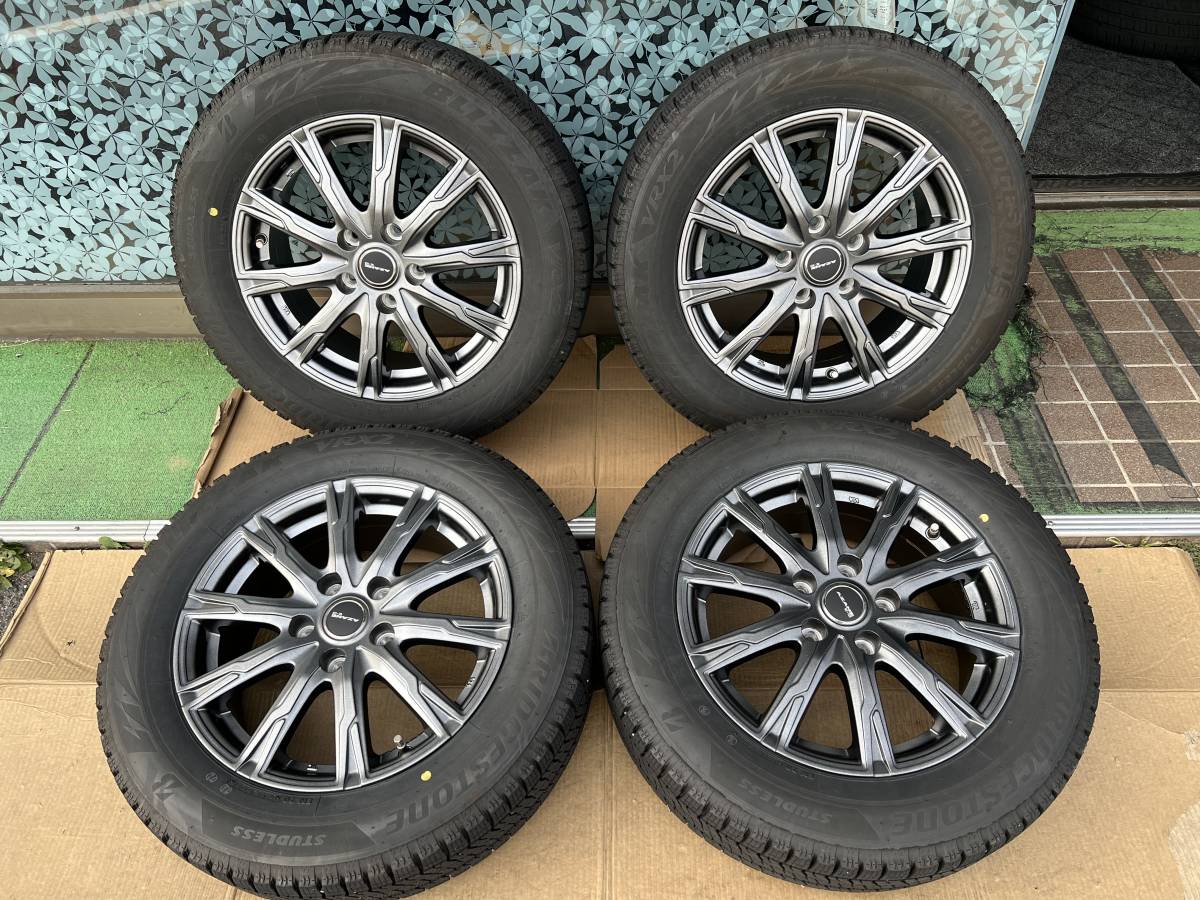 AZENE E-10 16インチ 6.5J +48 114.3 5穴/BSブリザックVRX2 205/60R16 2021年製 4本セット #280-4_画像1