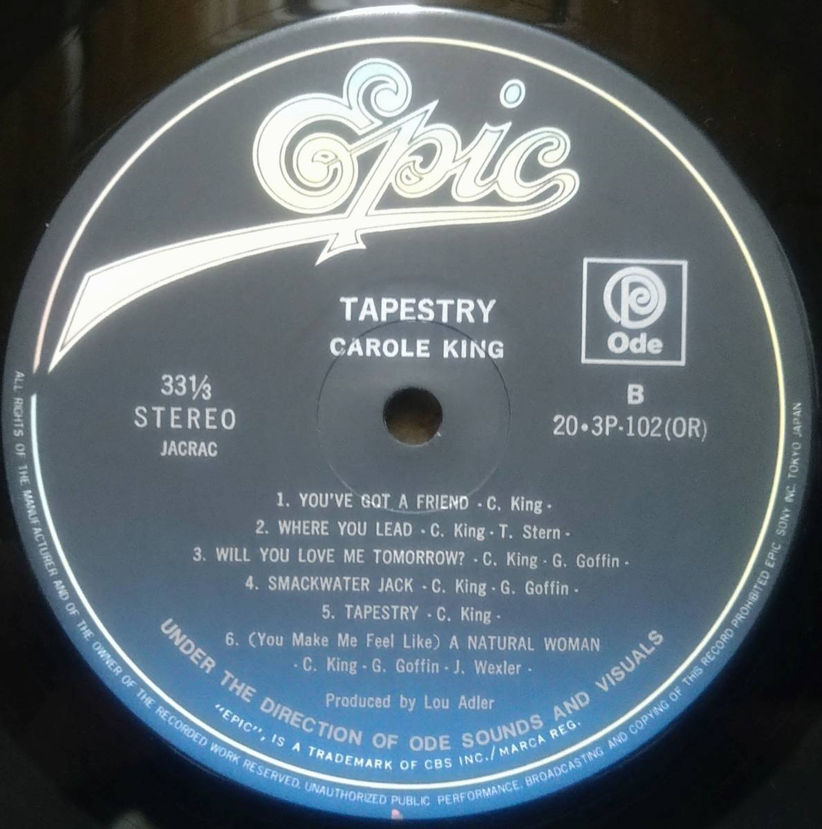 【LP AOR 洋Pop】Carole King「Tapestry」JPN盤 I Feel The Earth Move.So Far Away.It's Too Late.You've Got A Friend.A Natural Woman! _Side2