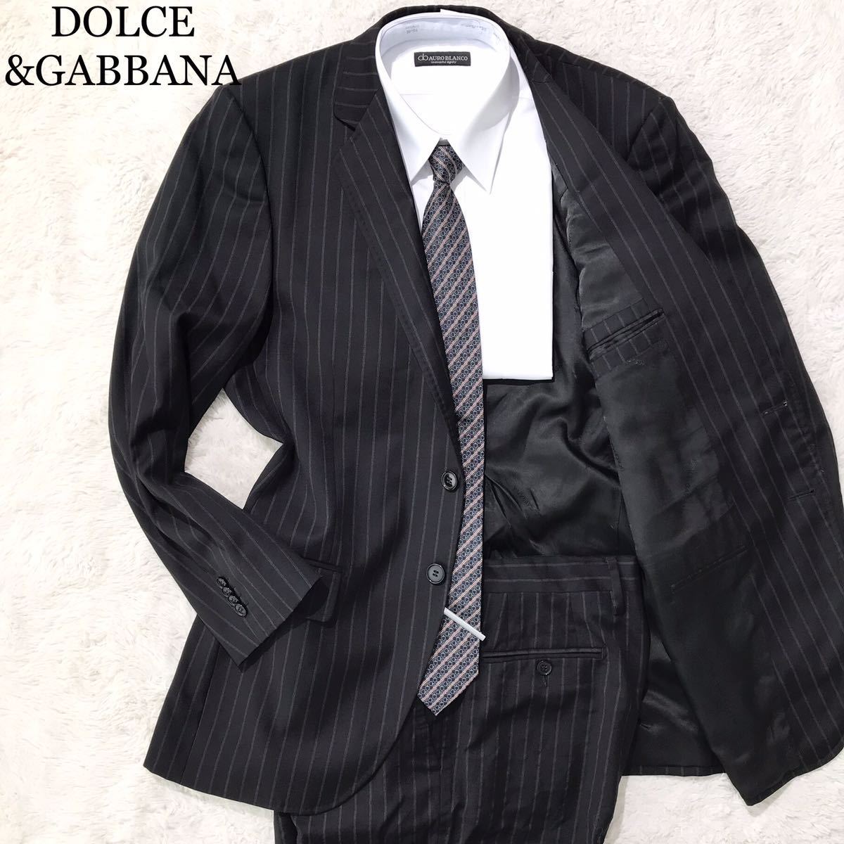 XL相当】DOLCE&GABBANA スーツ セットアップ ネイビーストライプ