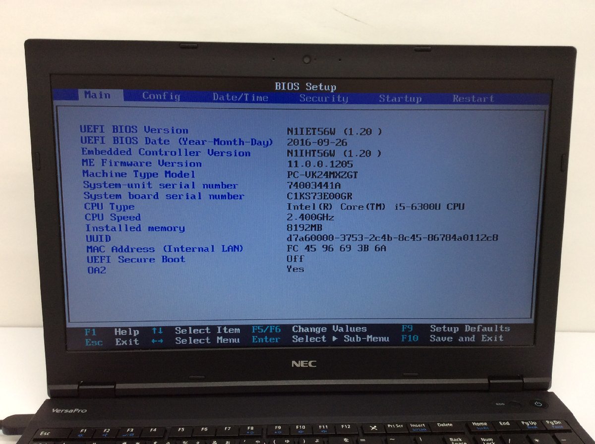 返品交換不可】 ジャンク/ NEC 【G14131】 HDD500.1GB メモリ8.19GB i5