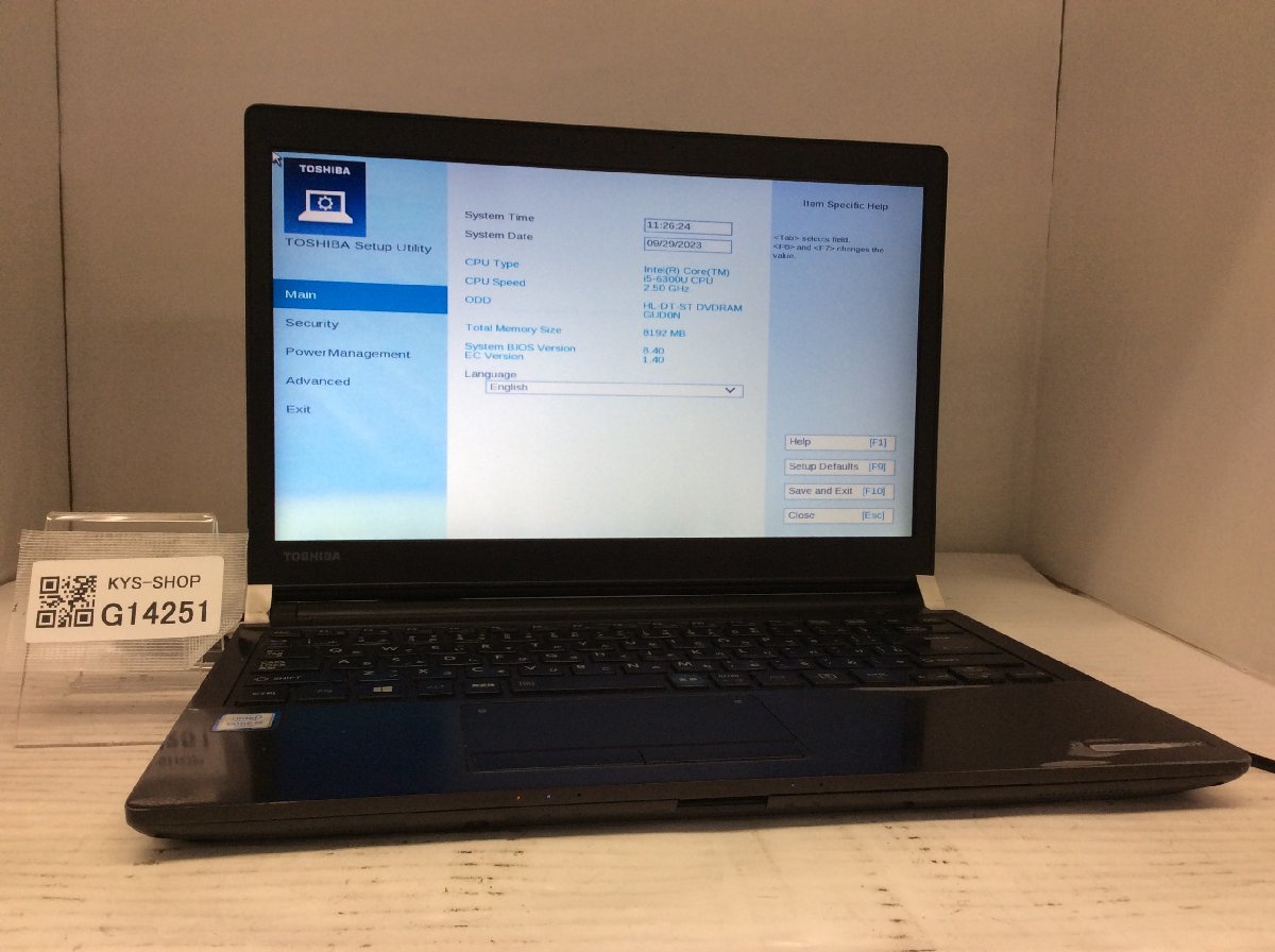 ジャンク/ TOSHIBA dynabook R73/B PR73BBAADR7AD11 Intel Core i5-6300U メモリ8.19GB ストレージ無し 【G14251】_画像1