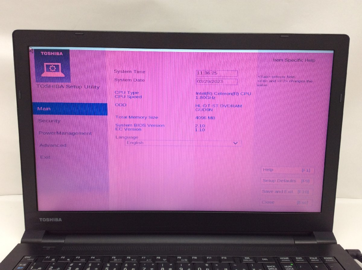 Rジャンク/ TOSHIBA dynabook B45/J PB45JNB11RAAD11 Intel Celeron 3865U メモリ4.1GB ストレージ無し 【G03245】_液晶に発色不良があります