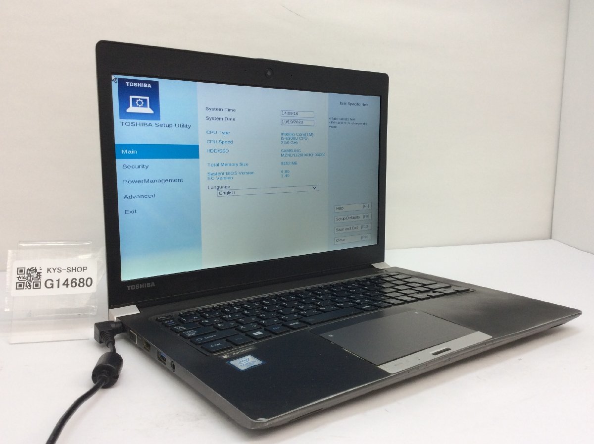 ジャンク/ TOSHIBA dynabook R63/D PR63DBAA54BAD11 Intel Core i5-6300U メモリ8.19GB SSD128.03GB 【G14680】_画像1