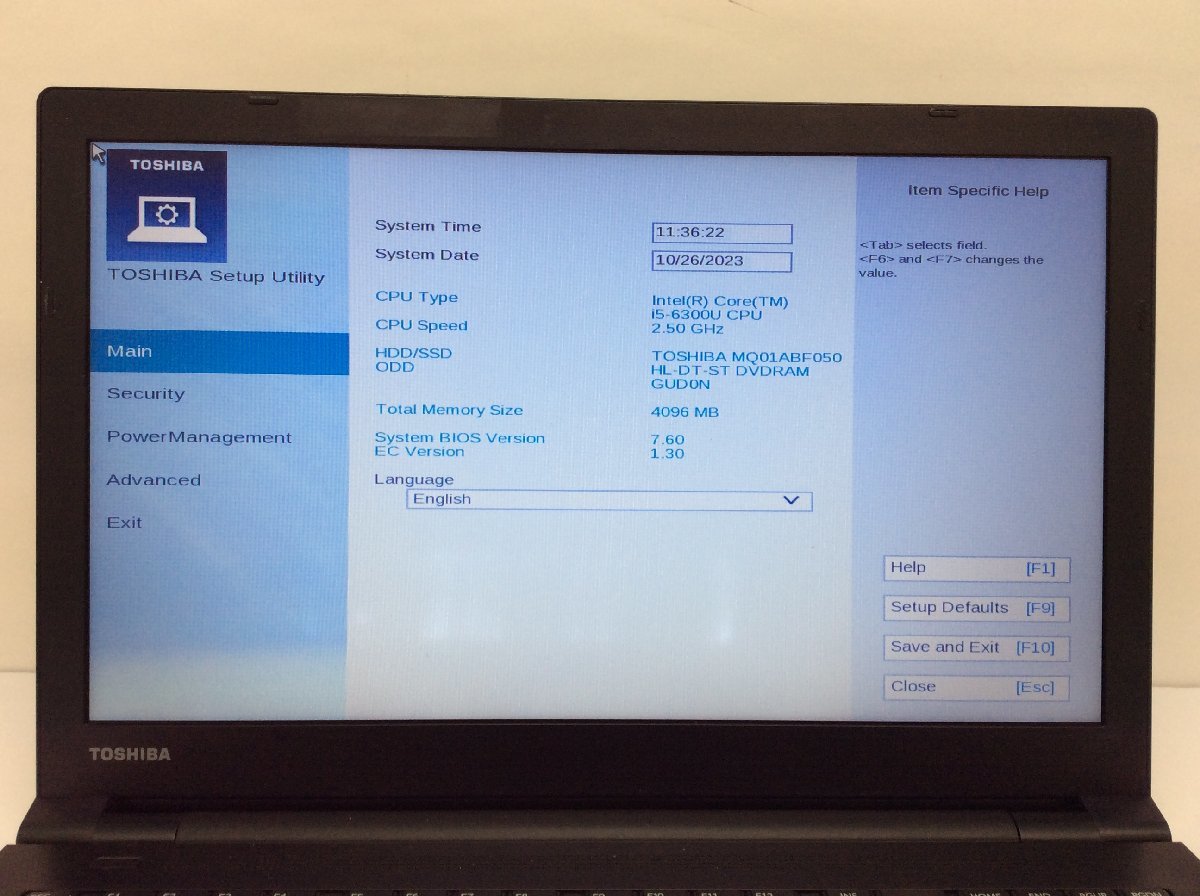 ジャンク/ TOSHIBA dynabook B65/B PB65BBAD4RCAD81 Intel Core i5-6300U メモリ4.1GB HDD500.1GB 【G14947】の画像5