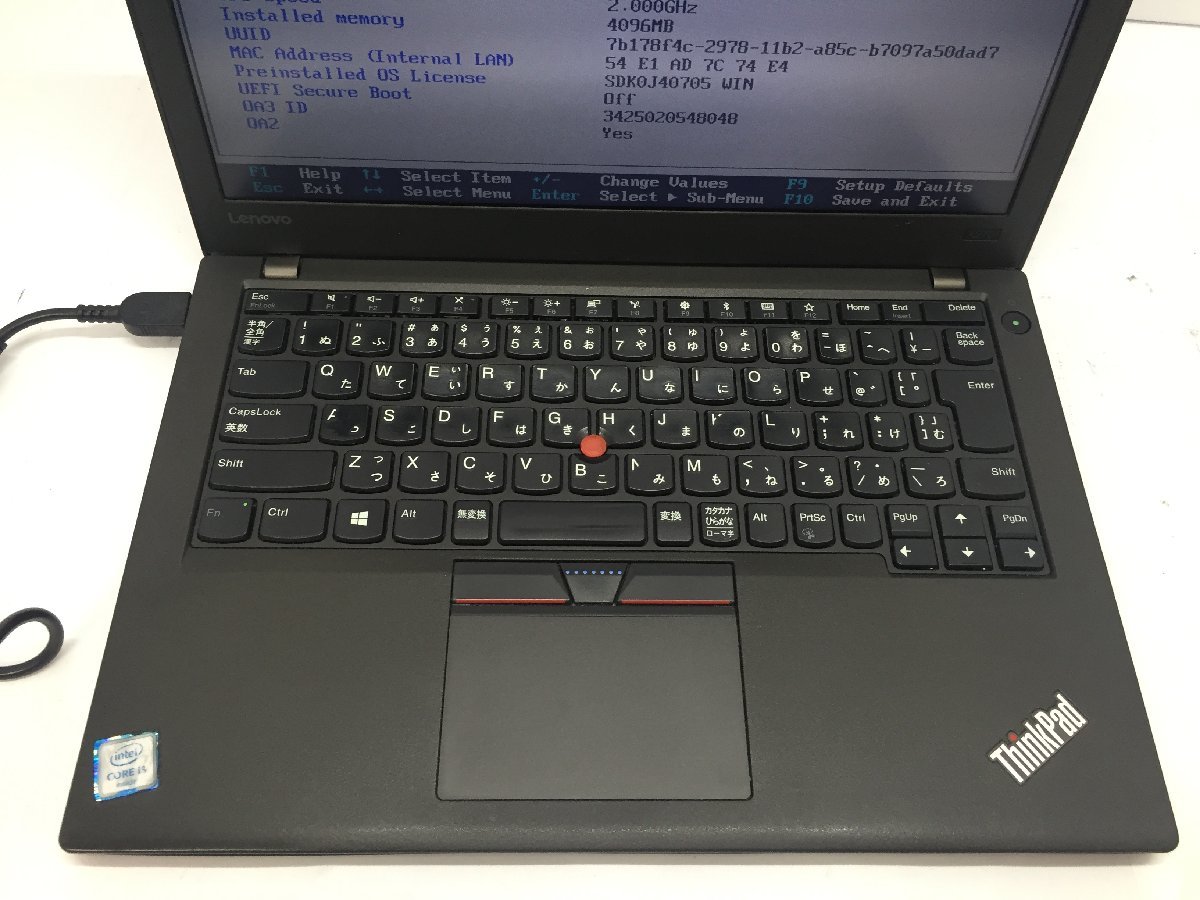 ジャンク/ LENOVO 20K5A0FSJP ThinkPad X270 W10DG Intel Core i3-6006U メモリ4.1GB ストレージ無し 【G14306】_KBテカリ・文字消えがあります