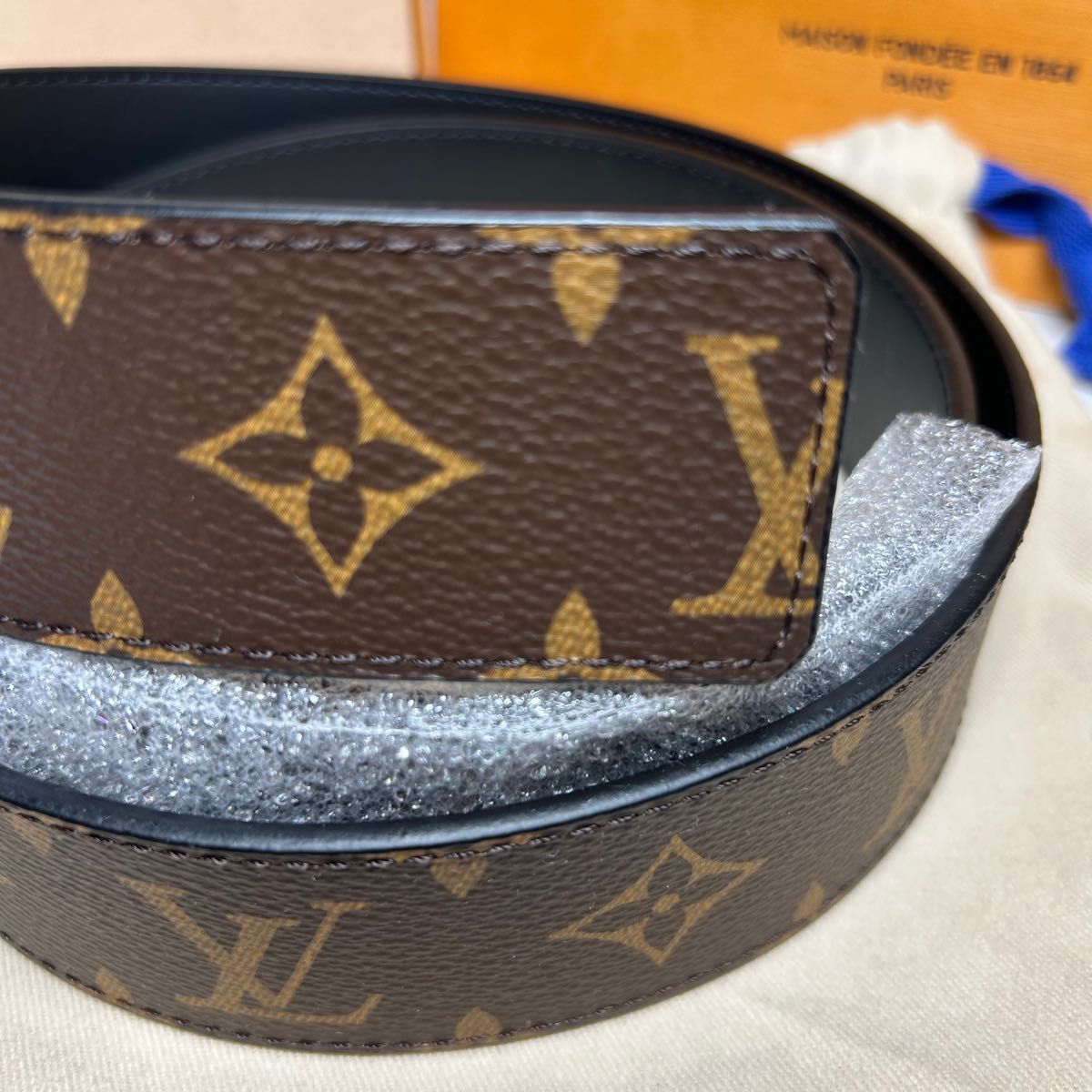 クリスマス 超美品 ルイヴィトン M9821U ベルト LV イニシャル 40MM モノグラム LOUIS VUITTON 保存袋