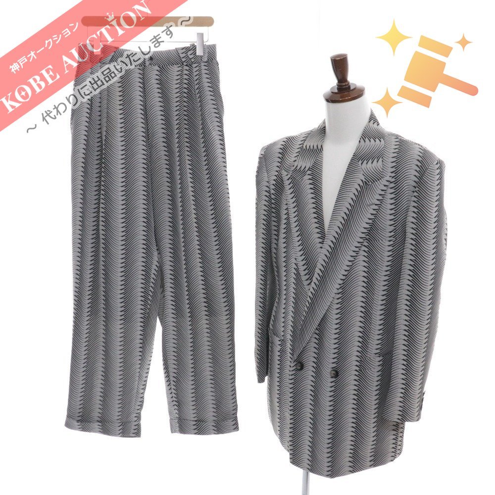 ■ RIKI TAKEUCHI リキタケウチ スーツ セットアップ ジャケット スラックス 総柄 メンズ 50 グレー系