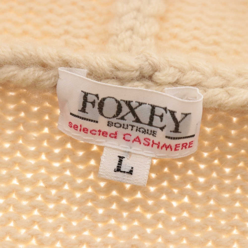 ■ FOXEY フォクシー ファージャケット ニットジャケット フォックス アウター レディース L ベージュ カシミヤ100_画像6