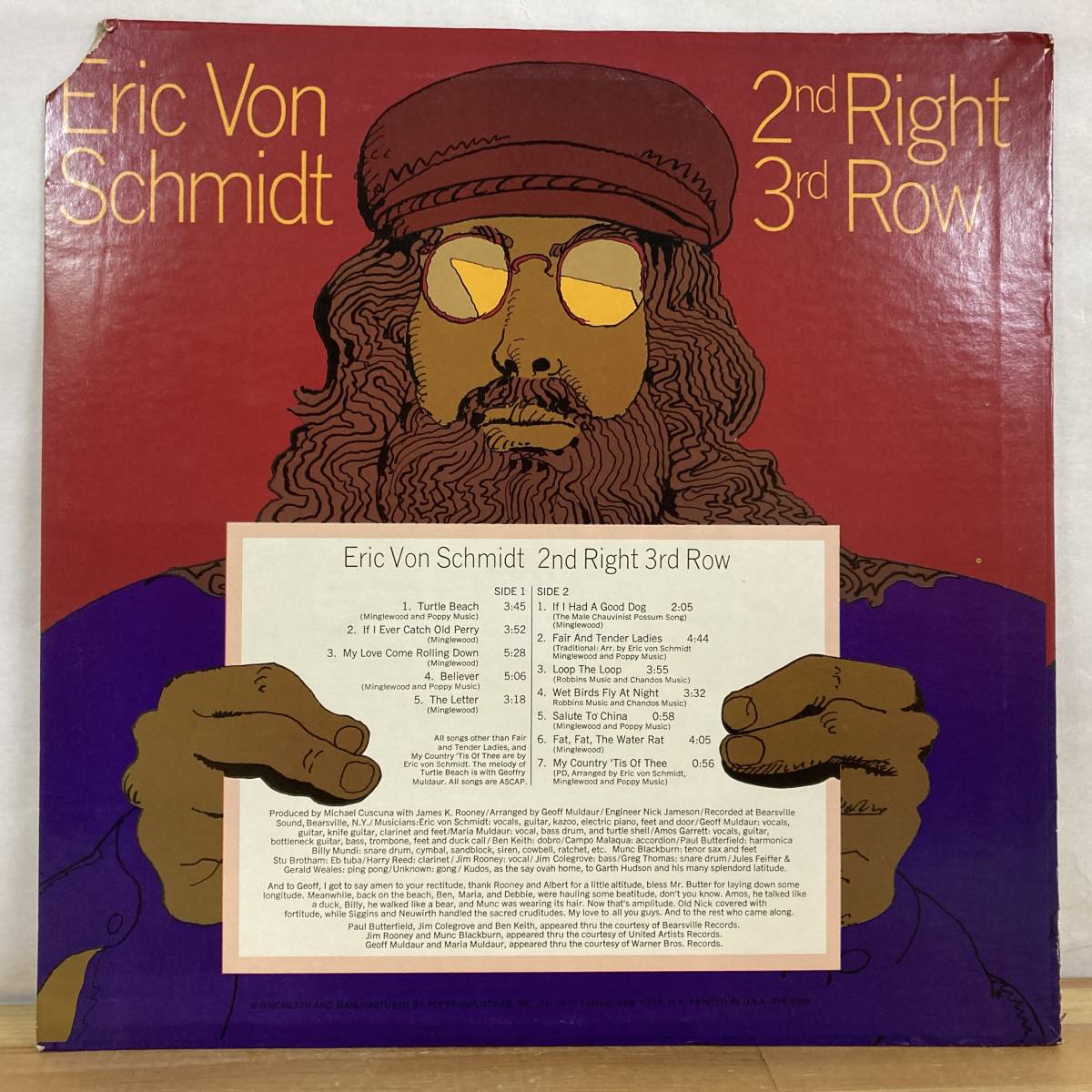 X7■【US盤/LP】Eric Von Schmidt エリック・フォン・シュミット / 2nd Right 3rd Row ● Poppy / PYS-5705 / USフォーク 231023_画像2