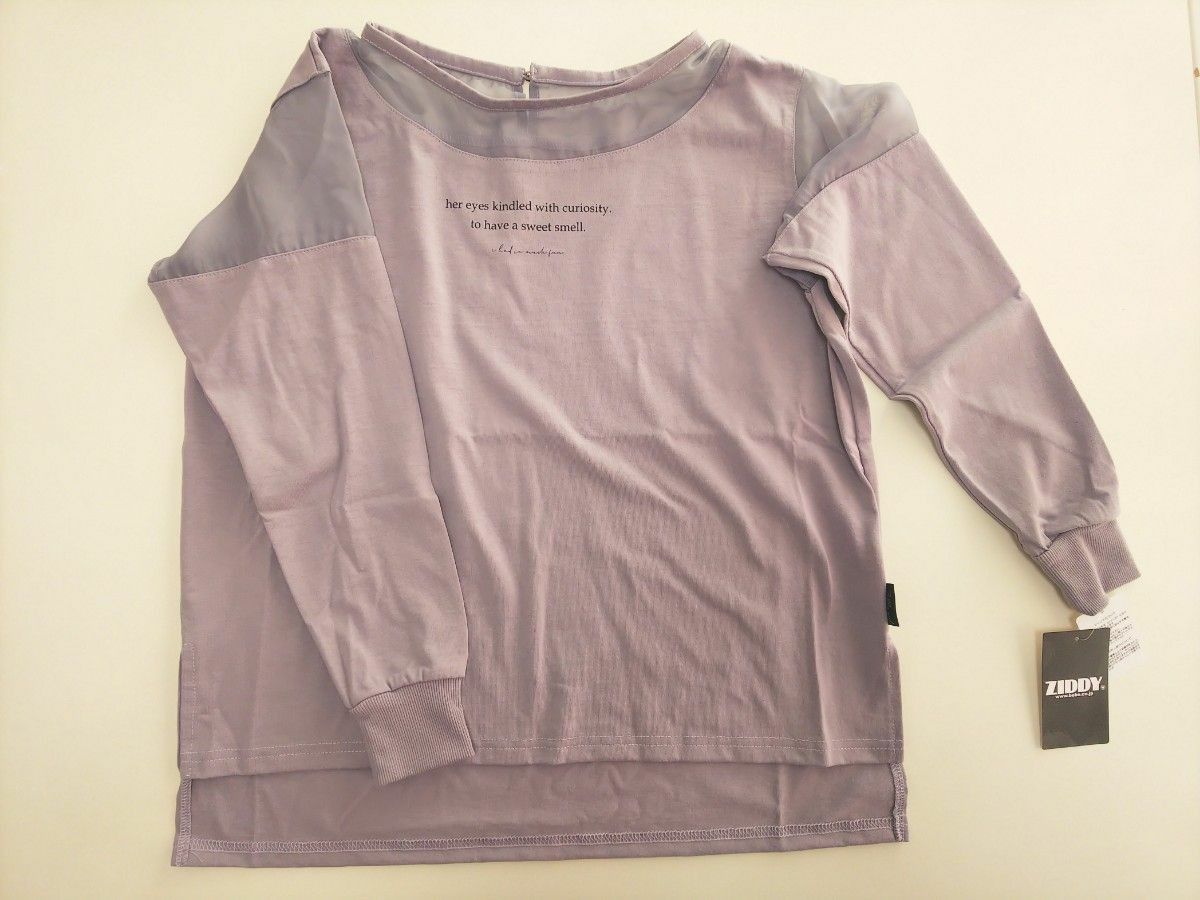 ZIDDY ジディ パープル シースルー 長袖Tシャツ 140センチ ロンT 紫 トップス 長袖シャツ パープル くすみ