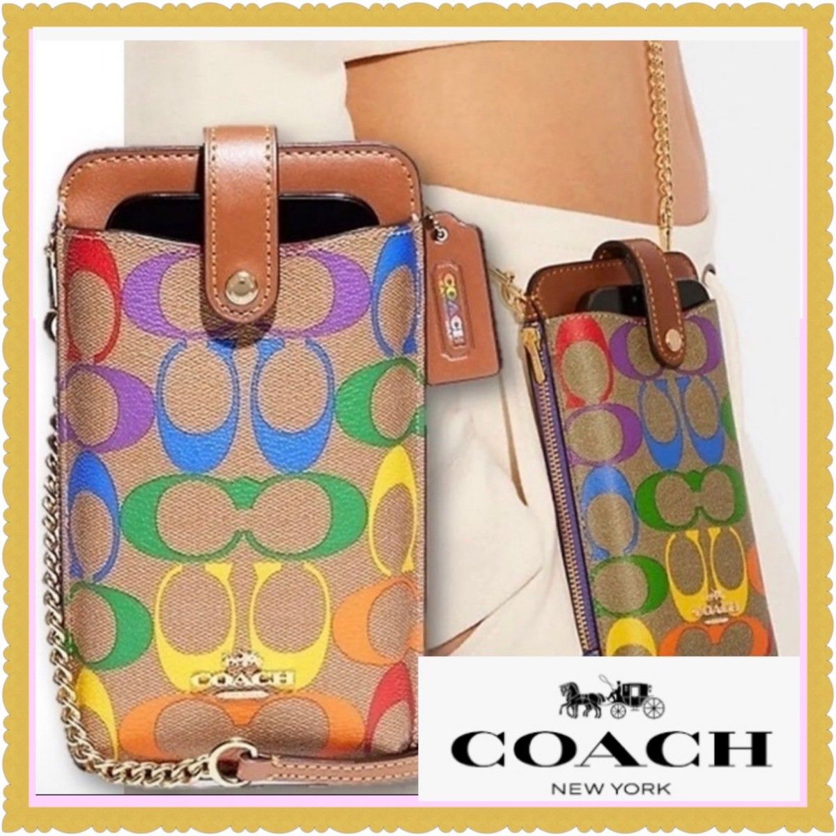 COACH スマホショルダー 大人気！！ フォーン クロスボディ ルージュ 新品-