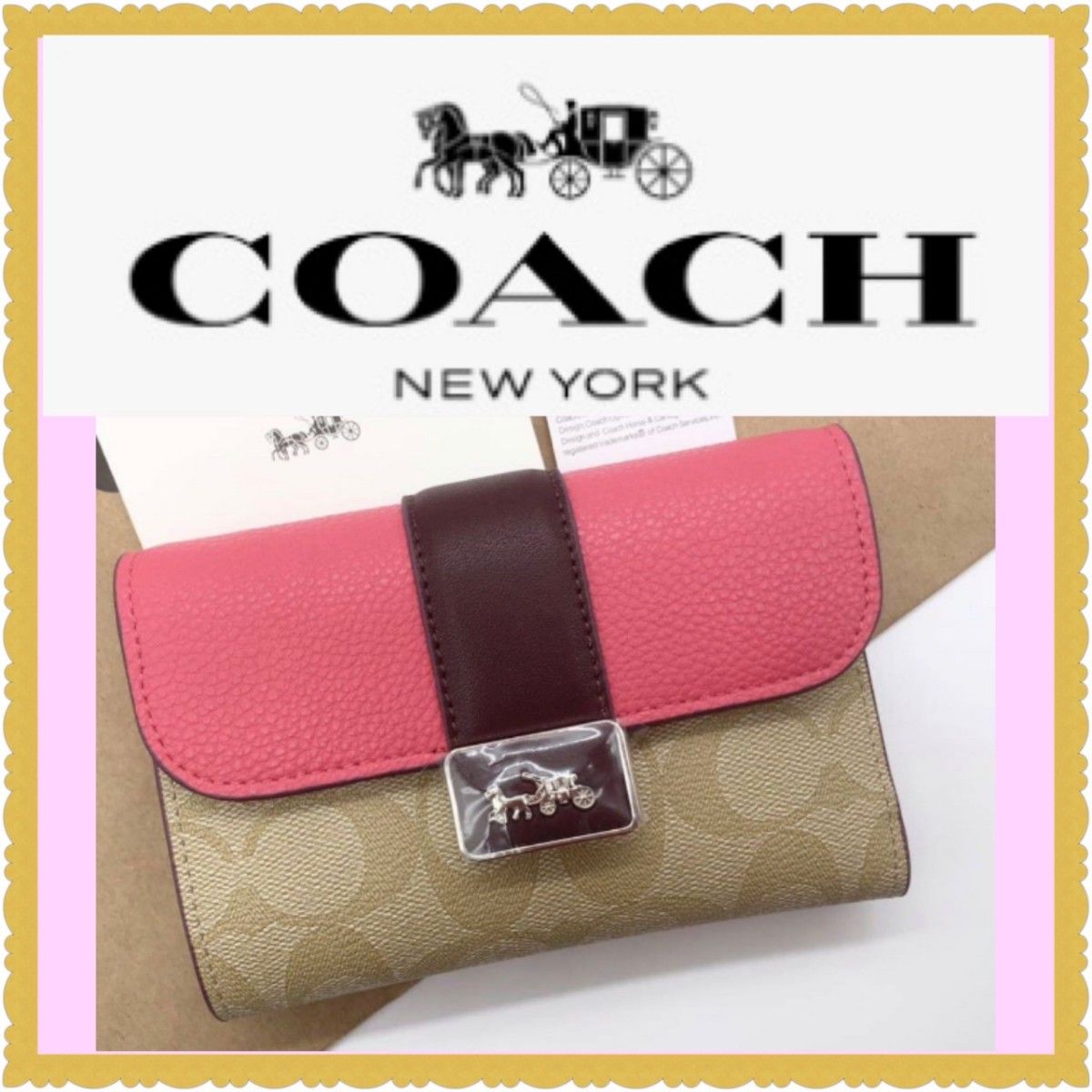 新品・未使用】COACH 折財布 ブルー 二つ折り財布 ミディアム コーチ-