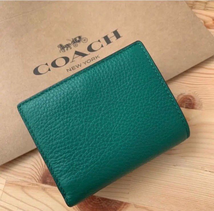 COACH コーチ 折り財布 グリーン 緑色 二つ折り財布 - 小物