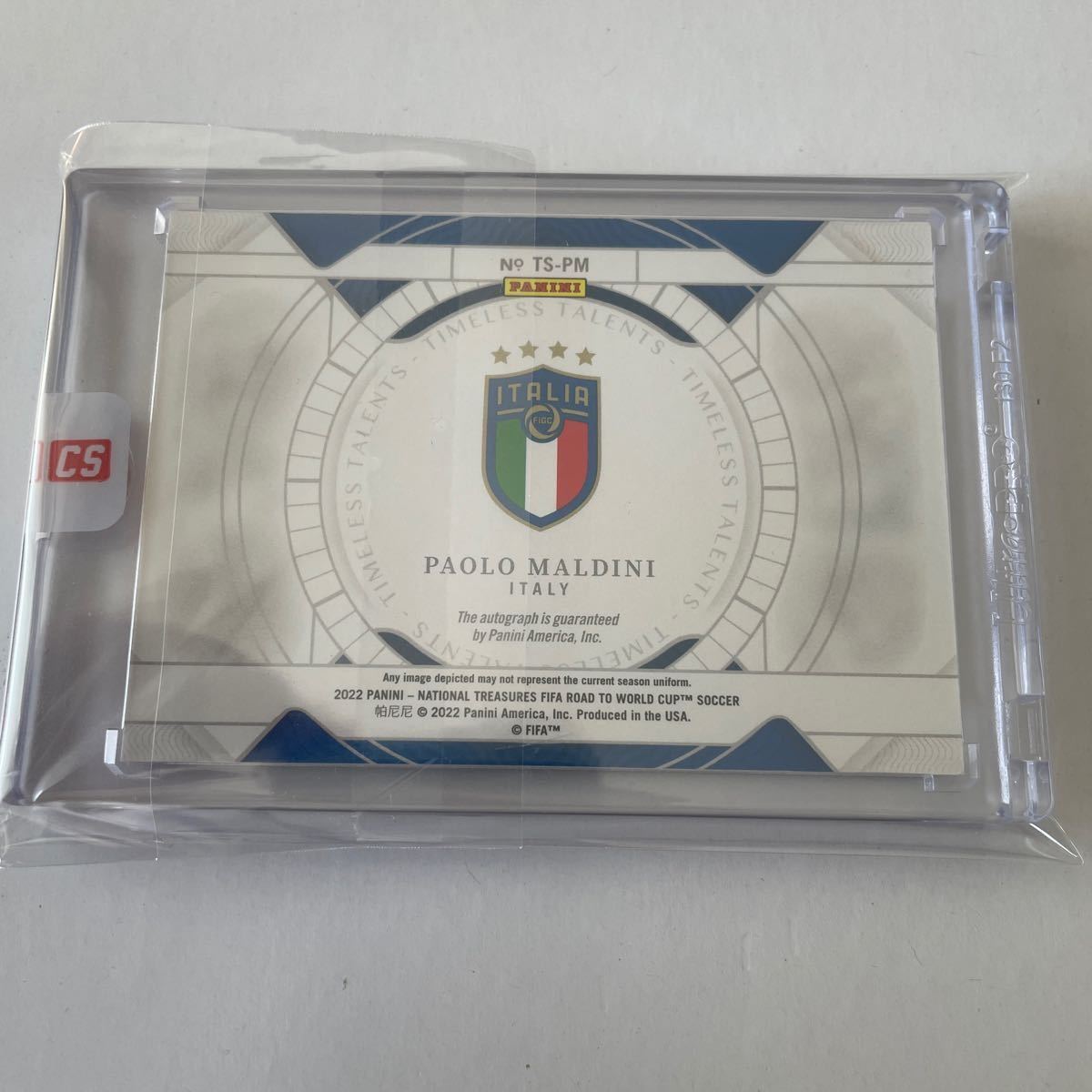 On card auto Panini National treasure 2022 Qatar Paolo Maldini Italy timeless talent /49 マルディーニ サイン 49枚限定 ミラン_画像3